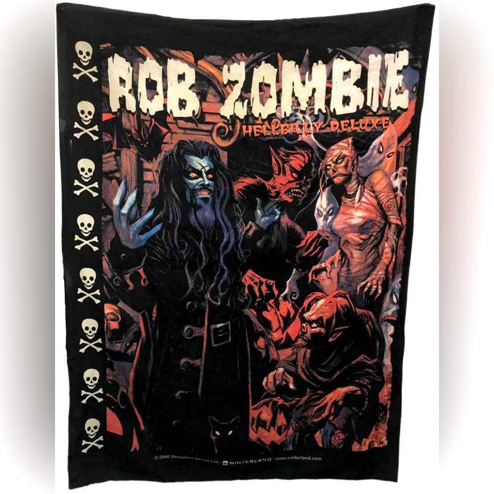 Vintage 2000 Rob Zombie Hellbilly Deluxe WINTERLAND Licensed Fabric Poster